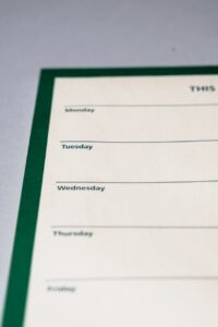 organizer page with text