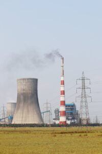 coal fire power plant on grassland